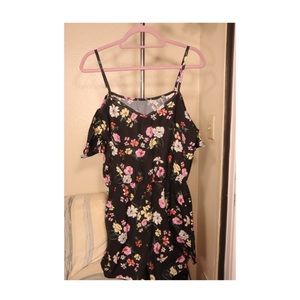 Floral print black romper